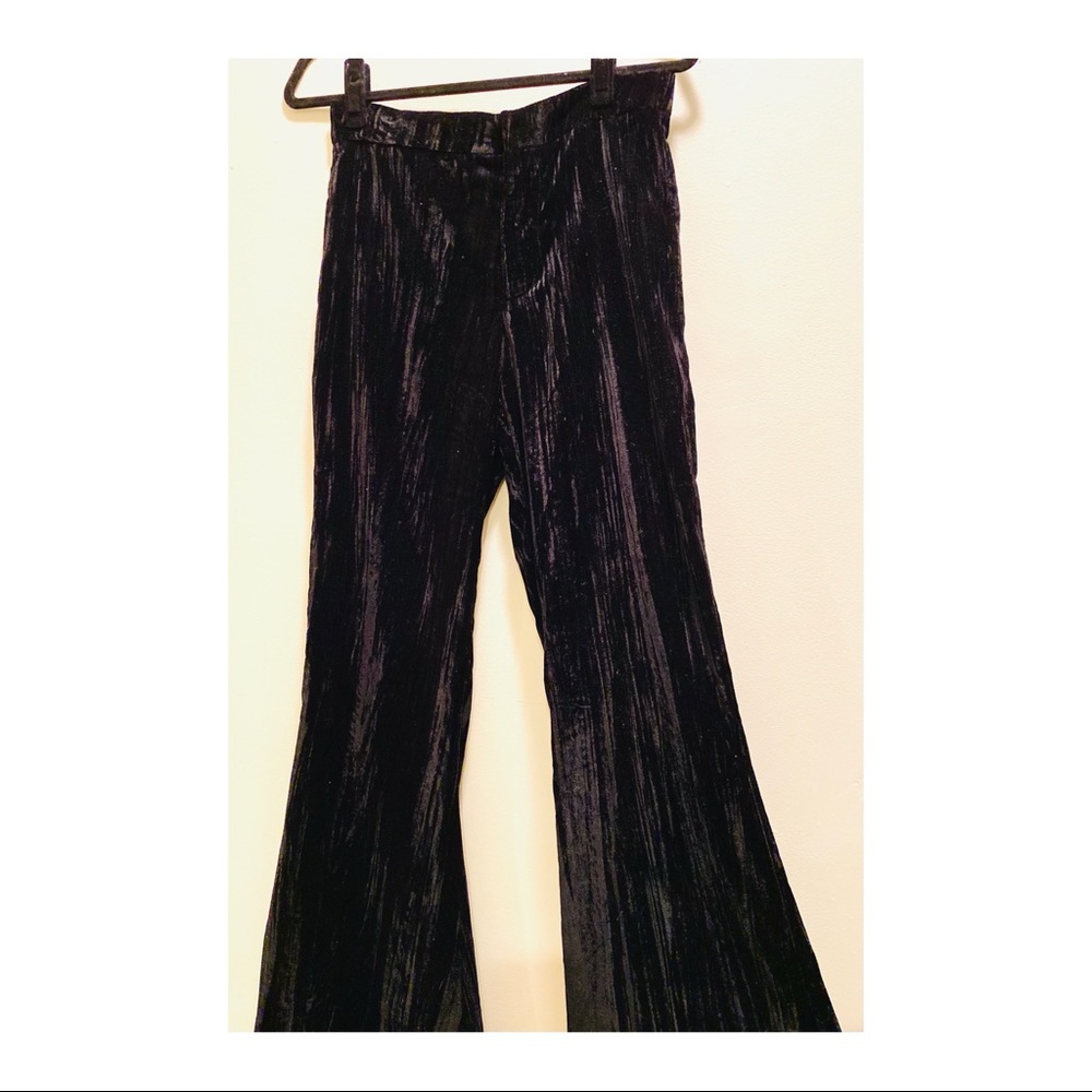 Zara crushed velvet flare pants